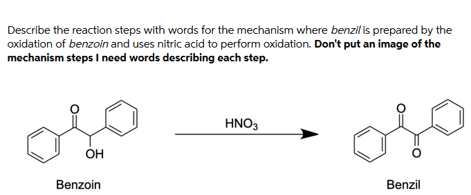 benzoin to benzil nitric acid mechanism