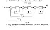 Answered: b) Convert the block diagram of… | bartleby