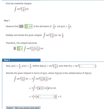 Answered: Find the indefinite integral. [csc² (3)… | bartleby