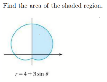 Answered: Find the area of the shaded region. r=… | bartleby