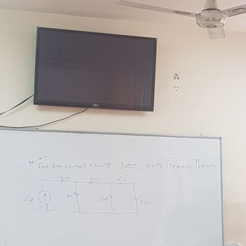 Find the current through 2 ohm using Thevenins Theory
쿠스
21
бл
6A
Чи
5 л
24V