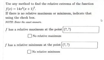 Answered: Relative Maximum Or Minimum, | Bartleby