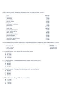 Answered: 1) What is the amount of cost of goods… | bartleby