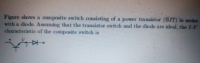 Figure shows a composite switch consisting of a power transistor (BJT) in series
with a diode. Assuming that the transistor switch and the diode are ideal, the I-V
characteristic of the composite switch is
