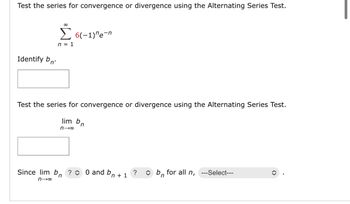 Infinite Series: Converges or Diverges? SUM((-1)^n/e^n) TWO Solutions 