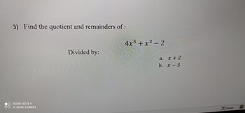 Answered: 3) Find The Quotient And Remainders Of:… | Bartleby