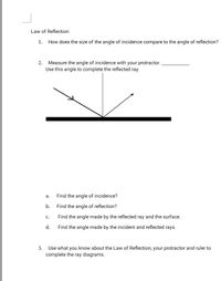 Answered: Law of Reflection: 1. How does the size… | bartleby