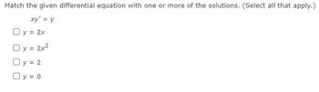 Answered: Match the given differential equation… | bartleby