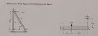 1. Sketch a free-body diagram of each element in the figures.
F = 0.8 kN
3
100 Ibf
12 in
60°
6 in
12 in
0.9 m-
