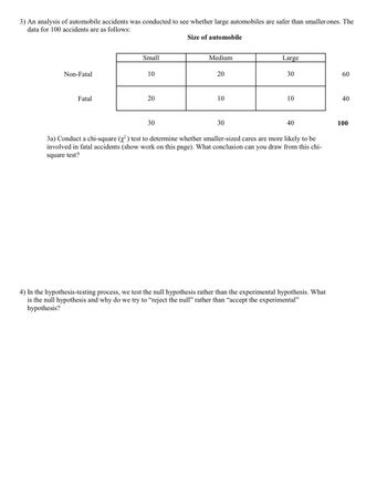 Answered: 3) An analysis of automobile accidents… | bartleby