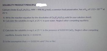 Calcium Citrate (Ca3(C6H5O7)2), Food Grade