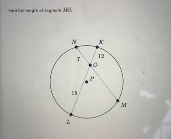 Answered: Find the length of segment MO. L N 7 15… | bartleby