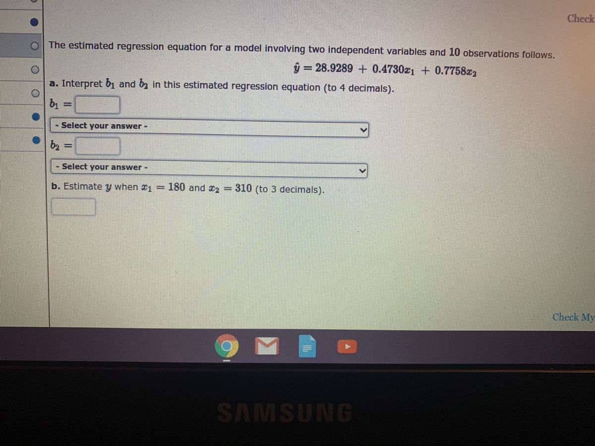 Solved a, b (Interpret the meaning of the regression, x rating meaning 