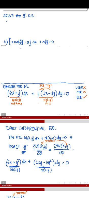 Answered Solve The Ff D E 3 [x Cs ²2 1 Y}… Bartleby