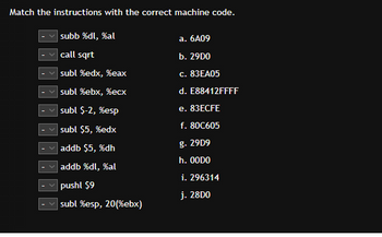 Answered: Match the instructions with the correct… | bartleby