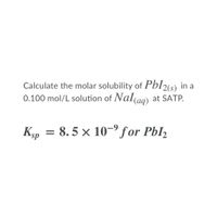 Answered: Calculate The Molar Solubility Of… | Bartleby