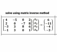 Answered: solve using matrix inverse method 4 -5… | bartleby