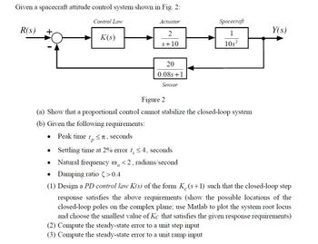 Answered: Given a spacecraft attitude control… | bartleby