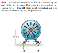 Answered: *3-56. A clockwise couple M - 5N-m is… | bartleby