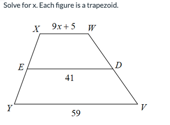 Answered: Solve for x. Each figure is a… | bartleby