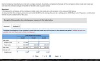 Harris Company manufactures and sells a single product. A partially completed schedule of the company's total costs and costs per
unit over the relevant range of 52,000 to 92,000 units is given below:
Required:
1. Complete the schedule of the company's total costs and costs per unit as given in the relevant tab below.
2. Assume that the company produces and sells 82,000 units during the year at a selling price of $9.16 per unit. Prepare a contribution
format income statement for the year.
Complete this question by entering your answers in the tabs below.
Required 1
Required 2
Complete the schedule of the company's total costs and costs per unit as given in the relevant tab below. (Round the per unit
variable cost and fixed cost to 2 decimal places.)
Units Produced and Sold
52,000
72,000
92,000
Total costs:
Variable costs
$
171,600
Fixed costs
350,000
350,000
350,000
Total costs
521,600
$
350,000 $
350,000
Cost per unit:
Variable cost
3.30
3.30
3.30
< Prev
7 of 8
Next >
