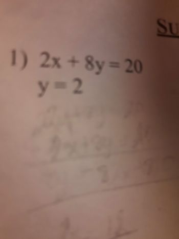 1) 2x+8y=20
y=2
SU