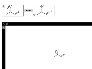 **Educational Content: Resonance Structures of Acetone Enolate**

In organic chemistry, understanding the concept of resonance structures is essential for grasping how electrons are distributed in molecules. This example illustrates the resonance structures of the acetone enolate ion.

### Resonance Structures of Acetone Enolate

#### Top Diagram:

**Left Structure:**
This structure depicts an enolate form of acetone. It shows a carbon-carbon double bond adjacent to a negatively charged oxygen atom with lone pairs of electrons. The negative charge indicates an excess electron density on the oxygen atom.

**Right Structure:**
This resonance form shows the distribution of the negative charge. Here, the double bond between the carbons has shifted, resulting in a single bond between the carbons and a double bond between the central carbon and oxygen. The oxygen atom now carries a negative formal charge, while the adjacent carbon holds a positive formal charge.

These two structures are connected by a double-headed resonance arrow, indicating that the true nature of the acetone enolate ion is a hybrid of these two contributors.

### Description of the Bottom Image

**Diagram:**
The bottom image replicates the enolate form of acetone, illustrating one of the resonance structures identical to the left structure in the top diagram. It effectively shows the negative charge on the oxygen, the carbon-carbon double bond adjacent to it, and the position of the hydrogen atoms.

#### Explanation of Resonance:

These structures demonstrate the resonance delocalization of the negative charge. In the actual molecule, the electron density is not confined to one position but is instead shared across the structure, making the molecule more stable than any individual resonance form.

This concept is crucial for understanding the reactivity and stability of enolates and other resonance-stabilized intermediates in organic reactions.