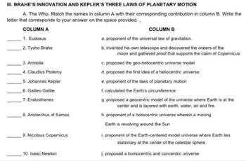 write an essay about how brahe's work help kepler brainly