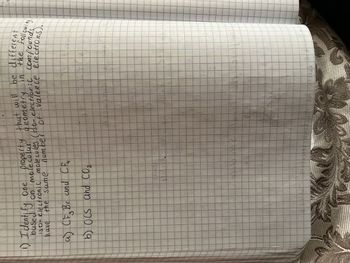 property that will be different
in the followin
1) Identify One
geometry
iso-electronic molecules (iso-electronic compounds
based on
electrons).
molecolar
have the same
number of valence
a) (F. Br and Cfrr
4
b) OCS and CO₂
#
dias
1
Sport
10
HA
L
P
dow