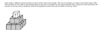 A girl writes a different natural number on each of the cubes in the image. The sum of numbers on cubes in the lowest layer is 50.
The numbers on the cubes in the second layer are the sum of numbers on the cubes beneath them. Using the same procedure the
number on the top cube is obtained. What is the greatest number that can be written on the top cube?
