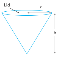 Chapter 16, Problem 2P, 16.2	(a) Design the optimal conical container (Fig. P16.2) that has a cover and has walls of 
