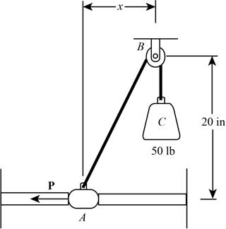 Chapter 2.3, Problem 49P, Cogar A is connected as shown to a 50-lb load and can slide on a frictionless horizontal rod. 