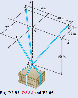 Chapter 2.5, Problem 83P, A crate is supported by three cables as shown. Determine the weight of the crate knowing that the 