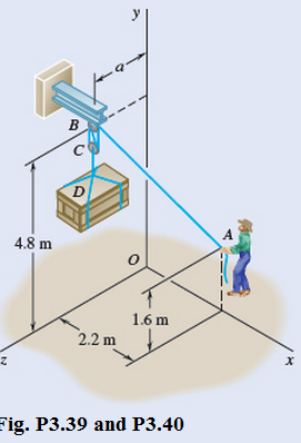 Chapter 3.2, Problem 39P, To lift a heavy crate, a man uses a block and tackle attached to the bottom of an I-beam at hook B. 