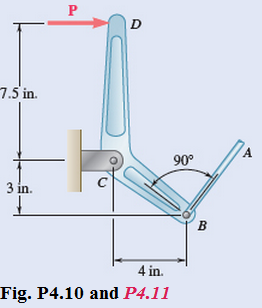 Chapter 4.1, Problem 11P, The lever BCD is hinged at C and attached to a control rod at B. Determine the maximum force P that 