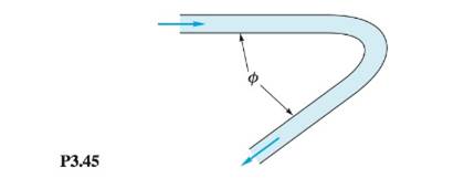 Chapter 3, Problem 3.45P, Water enters and leaves the 6-cm-diameter pipe bend in Fig. P3.45 at an average velocity of 8.5 m/s. 