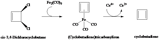 Chapter 15, Problem 40DSP, Cyclobutadiene and (Cyclobutadiene)tricarbonyliron

As we saw in Section, cyclobutadiene is , example  1