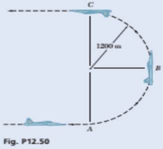 Chapter 12.1, Problem 12.50P, A 54-kg pilot flies a jet trainer in a half-vertical loop of 1200-m radius so that the speed of the 