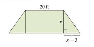 Chapter 1.5, Problem 25PE, A patio is configured from a rectangle with two right triangles of equal size attached at the two 