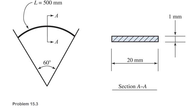 Chapter 15, Problem 15.3P, A 500 -mm-long steel bar having a cross section of 1 mm by 20 mm is bent to a circular arc that 