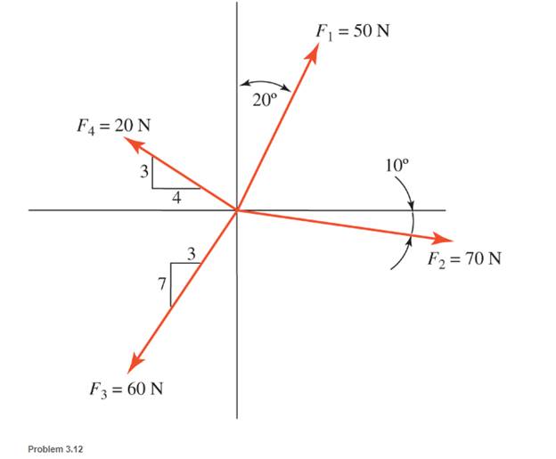 Chapter 3, Problem 3.12P, Use the parallelogram law to find the following resultants. Specify direction with an angle 