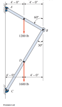 Chapter 5, Problem 5.42SP, The wall bracket shown is pin-connected at points A, B, and C. Calculate the pin reactions at these 