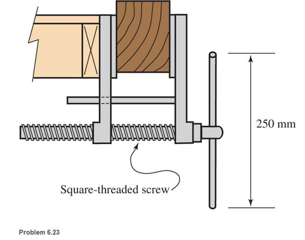 Chapter 6, Problem 6.23P, The woodworking vise shown is designed for a maximum applied force of 225 N at each end of the 