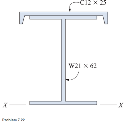 Chapter 7, Problem 7.22SP, A built-up steel member is composed of a W2162 wide-flange section with a C1225 American Standard 