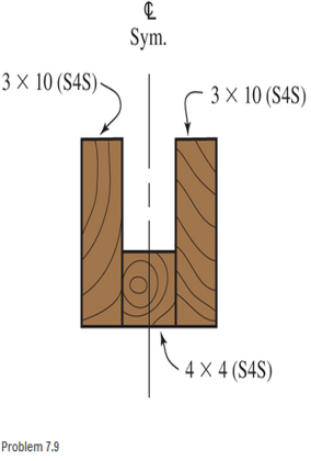 Chapter 7, Problem 7.9P, The U-shaped built-up section shown is composed of dressed (S4S) timber sections. (See Appendix E 
