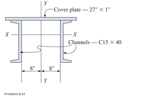 Chapter 8, Problem 8.12P, For the built-up structural steel member shown, calculate the moments of inertia with respect to its 