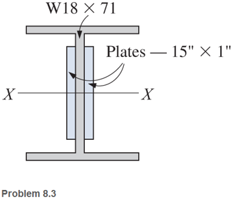 Chapter 8, Problem 8.3P, A structural steel wide-flange section is reinforced with two steel plates attached to the web of 
