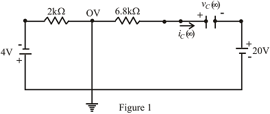 Chapter 10, Problem 46P, The capacitor in Fig. 10.114 is initially charged to 8 V with the polarity shown. a. Write the 