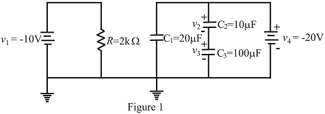 Chapter 10, Problem 53P, Find the steady-state voltage across and the charge on each capacitor for the circuit in Fig.10.121. 