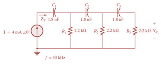 Chapter 17, Problem 16P, For the ladder network of Fig. 17.53: a. Find the total impedance ZT. b. Find the voltage across the 